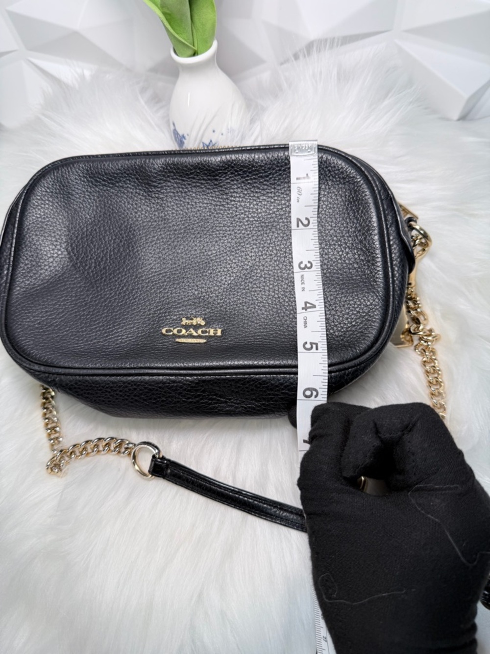 Coach Black Pebbled Leather Crossbody with Gold Hardware - Picture 12 of 12